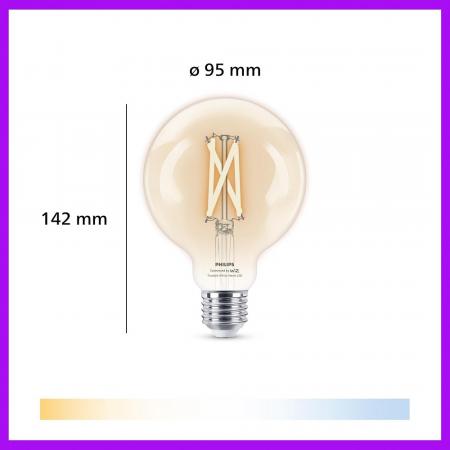 PHILIPS WiZ Smart LED RGB Kugellampe G95 11W wie 75W E27 1055lm 2200–6500K dimmbar WLAN Bluetooth Matter