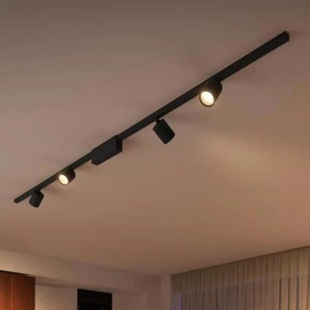 Philips Hue White & Color Ambiance Schienensystem Perifo 4er Spot RGBW multicolor Licht, Schwarz