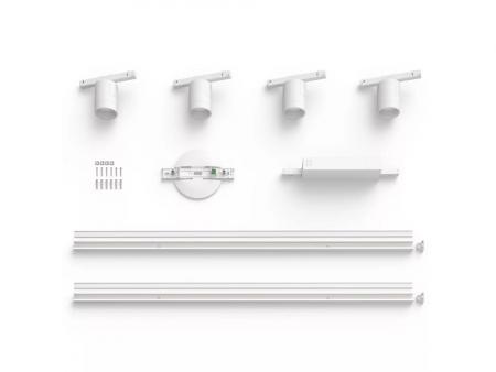 Philips Hue White & Color Ambiance Schienensystem Perifo 4er Spot RGBW multicolor Licht, Weiß