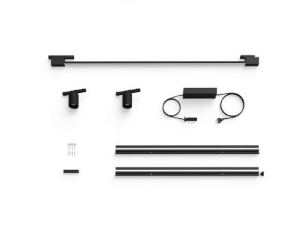 Philips Hue Perifo Basis-Set Wandleuchte schwarz gerade (2 Spots, 1 Gradient Light Tube) RGBW multicolor Licht - inkl. Steckernetzteil, Schwarz