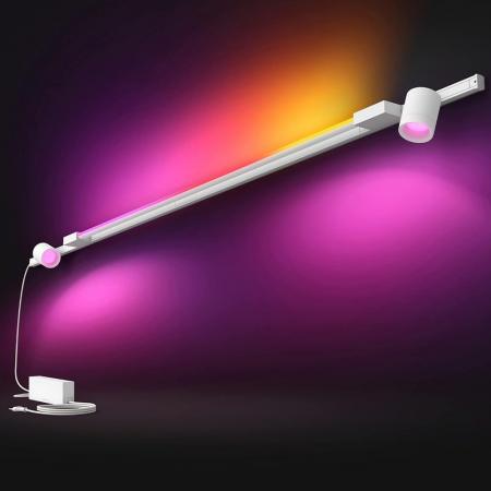 Philips Perifo Basis-Set Wandleuchte weiß gerade (2 Spots, 1 Gradient Light Tube) RGBW multicolor Licht - inkl. Steckernetzteil, Weiß