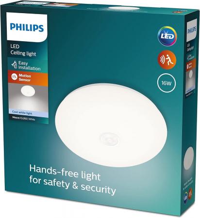 Philips Mauve LED-Deckenleuchte 16W 1900lm 4000K kaltweiß mit Bewegungssensor weiß Ø320mm