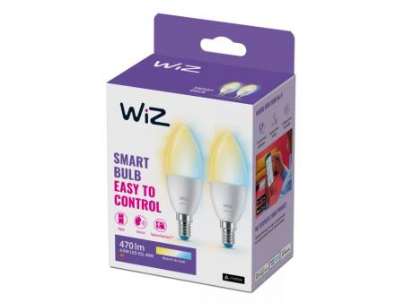 2er Pack WIZ E14 Smarte LED Kerzenlampe Tunable White 4,9W wie 40W WLAN/ Wi-Fi