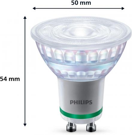 Besonders effizienter PHILIPS GU10 LED Strahler 2,1W wie 50W warmweißes Licht 3000K mit 36 ° Ausstrahlungswinkel