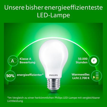 PHILIPS Classic E27 Ultra Efficientes LED Leuchtmittel 7,3W wie 100W warmweißes Licht 2700K matt