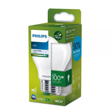 Philips UltraEfficient Filament A60 7,3W wie 100W 1535lm 4000K Neutralweiß E27 Milchglas