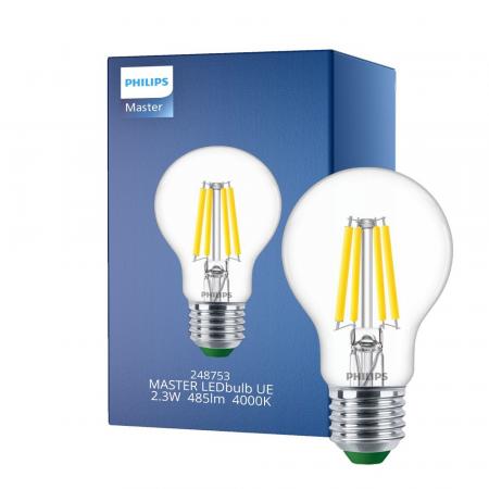 PHILIPS Master E27 LED Lampe Ultra Efficient 2,3W wie 40W 4000K neutralweißes Licht klar