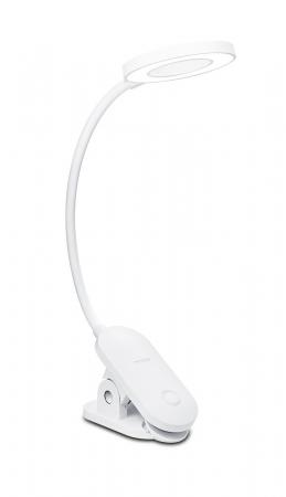 Philips LED Akku Klemmleuchte Forys in Weiß mit Klemme, USB & Akku , neutralweiß