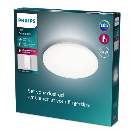 Philips Izso Aio LED-Deckenlampe Ø 38cm weiß mit Fernbedienung und CCT-Funktion