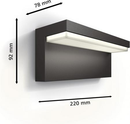 Philips Outdoor Wandleuchte Bustan Ultra Efficient anthrazit 3,8 W mit neutralweißem Licht IP44 , Aluminium