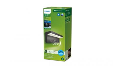 Philips Outdoor Ultra-Efficient Bustan Wandleuchte anthrazit 3.8W, Bewegungssensor, 4000K kühlweißes Licht, IP44