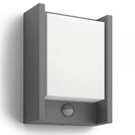Philips ultraeffiziente Outdoor Wandleuchte Arbour mit Sensor 3,8 W mit warmweißem Licht IP44 anthrazit