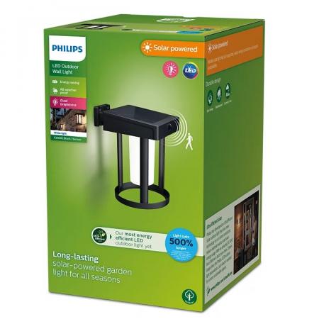 Philips LED Solar Wandleuchte Camill Schwarz/Weiß Ultra-Efficient