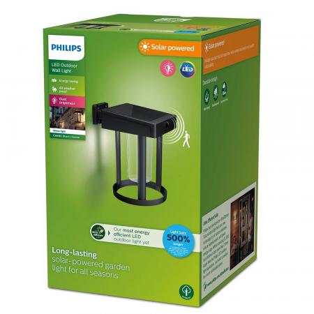 Philips LED Solar Wandleuchte Camill Schwarz/Transparent Ultra-Efficient