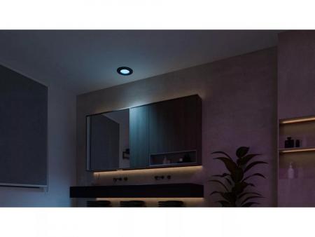 3er-Pack Philips Hue Slim Einbauleuchte, 90 mm, Weiß & Farbiges Licht, Bluetooth kompatibel, Sprachsteuerung mit Alexa, Apple Home & Google Assistant, schwarz