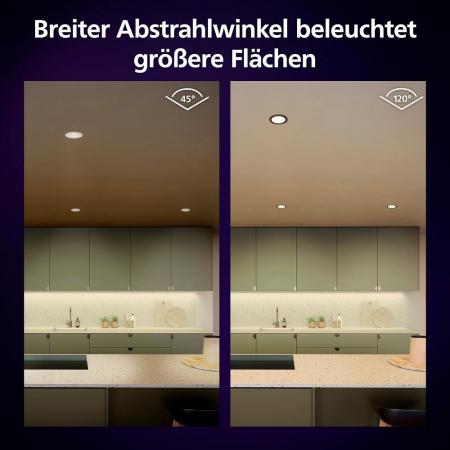3er-Pack Philips Hue Slim Einbauleuchte, 90 mm, Weiß & Farbiges Licht, Bluetooth kompatibel, Sprachsteuerung mit Alexa, Apple Home & Google Assistant, schwarz