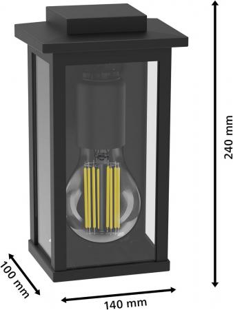 Philips Wandleuchte Mirth in Schwarz mit E27 Fassung in klassischer Laternen Form