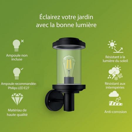 Philips Aussenwandleuchte Listra mit E27 Fassung IP44 schwarz