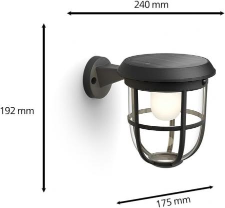 Philips ultraeffiziente Solar Outdoor Wandleuchte Radii mit Bewegungsmelder 1,3 W mit warmweißem Licht IP44