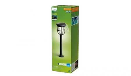 Philips ultraeffiziente Solar Erdspieß-Wegeleuchte Radii mit Sensor in Schwarz - warmweißes Licht, IP44 wetterfest