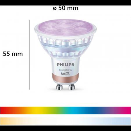 2er-Pack PHILIPS WiZ Smart LED GU10 RGB 4,7W wie 50W 345lm 2200–6500K Matter dimmbar