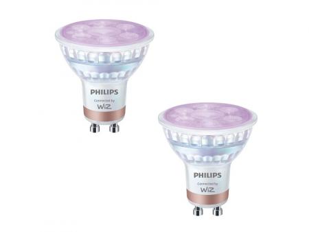 2er-Pack PHILIPS WiZ Smart LED GU10 RGB 4,7W wie 50W 345lm 2200–6500K Matter dimmbar