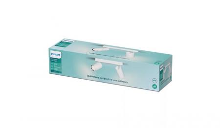 Philips 2er Idris Decken-/Wandspot in Weiß IP44 - Badezimmer geeignet, dimmbar mit 2 x GU10 Fassung