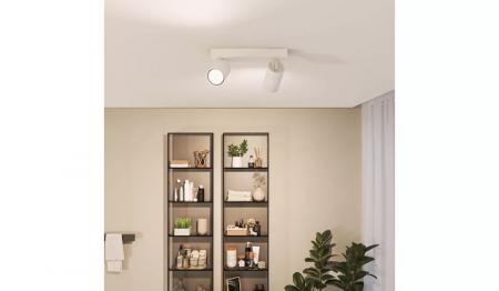 Philips 2er Idris Decken-/Wandspot in Weiß IP44 - Badezimmer geeignet, dimmbar mit 2 x GU10 Fassung