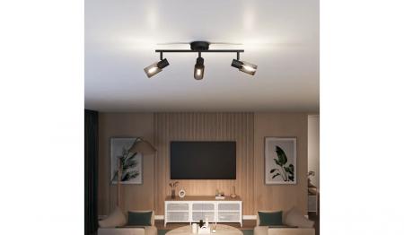 Philips 3er Palms Deckenstrahler in Schwarz IP20 - E14 Fassung - aus Glas und Metall