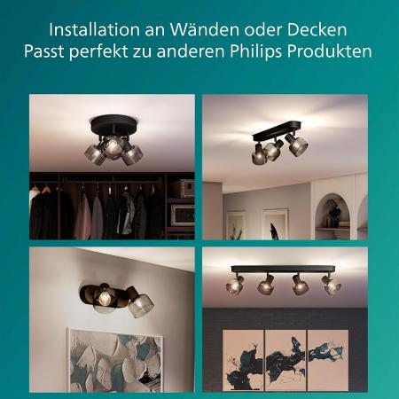 Philips 2er Sleet Decken-/Wandspot in Schwarz IP20 - E14 Fassung - aus Glas und Metall