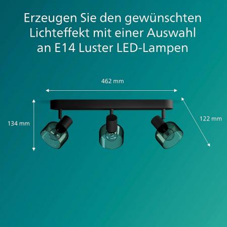 Philips 3er Sleet Deckenstrahler in Schwarz IP20 - E14 Fassung - aus Glas und Metall