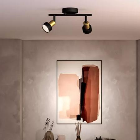 Philips 2er Conduit Decken-/Wandspot in Schwarz/Gold mit 2 x GU10 Fassung IP20
