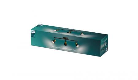 Philips 3er Conduit Decken-/Wandspot in Schwarz/Gold mit 3 x GU10 Fassung IP20