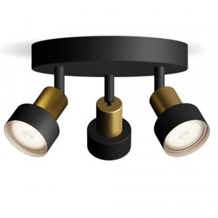 Philips 3er Conduit Deckenstrahler in Schwarz/Gold mit 1 x GU10 Fassung IP20