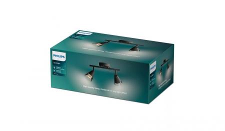 Philips 2er Cleft Decken-/Wandspot in Schwarz IP20 - GU10 Fassung - aus Glas und Metall