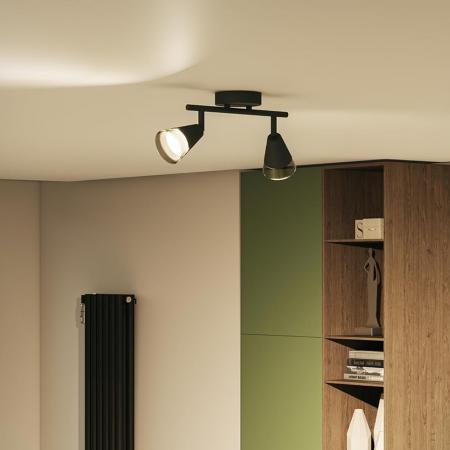 Philips 2er Cleft Decken-/Wandspot in Schwarz IP20 - GU10 Fassung - aus Glas und Metall