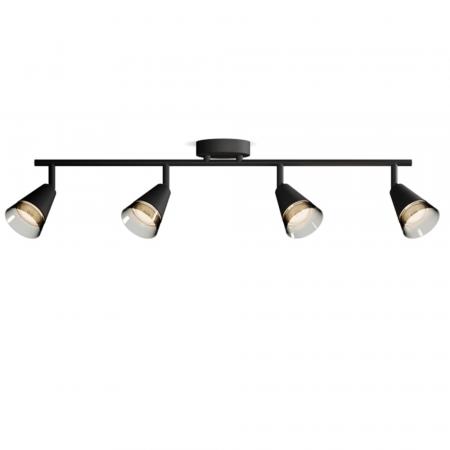 Philips 4er Cleft Decken-/Wandspot in Schwarz IP20 - GU10 Fassung - aus Glas und Metall