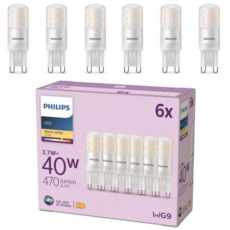 6er Set PHILIPS LED G9 Kapsel 3,7W = 40W 470lm 2700K extra warmweiß