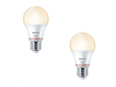 2er-Pack PHILIPS WiZ Smart LED A60 8W wie 60W E27 806lm Tunable White 2200–6500K dimmbar WLAN Bluetooth Matter