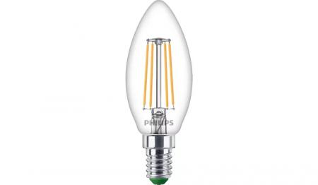 Philips E14 Classic ultraeffiziente LED-Kerzenlampe Filamentoptik 2,3W wie 40W warmweisses Licht