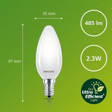  Philips LED E14 Kerzenlampe 2,3W wie 40W warmweisses Licht Ultra Efficient