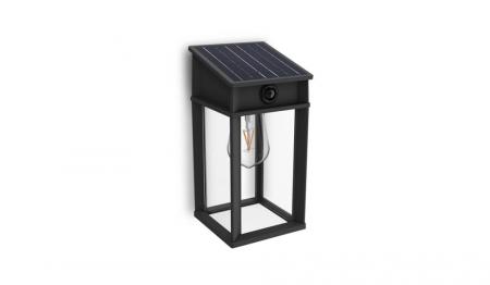 Philips Solar Wandleuchte Geri Ultra Efficient in Schwarz mit Bewegungssensor & warmweißes Licht IP44