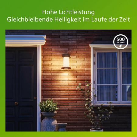 Philips UltraEffiziente Solar-Wandleuchte für den Außenbereich mit austauschbarer Solarlampe & Bewegungssensor, warmweißes Licht, Schwarz