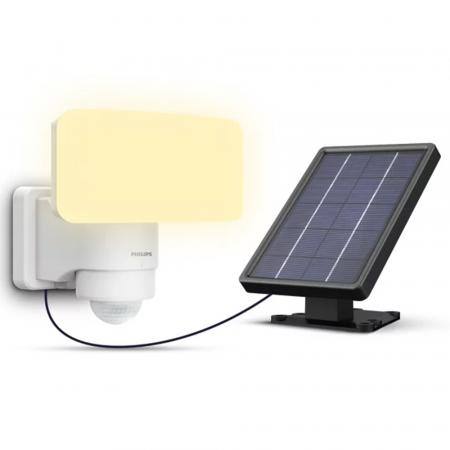 Philips Tylus ultraeffiziente Solar-Sicherheitsleuchte für den Außenbereich mit Sensor, 3000K warmweißes Licht, Weiß