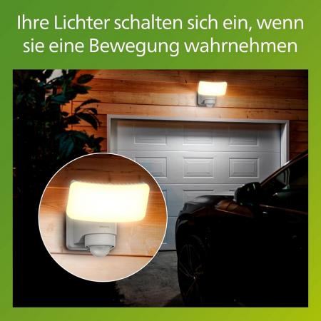 Philips Tylus ultraeffiziente Solar-Sicherheitsleuchte für den Außenbereich mit Sensor, 3000K warmweißes Licht, Weiß