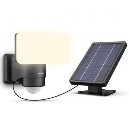 Philips Wandleuchte Tylus Solar-Sicherheitsleuchte für den Außenbereich mit Sensor in Schwarz - Tagelslichtweißes Licht