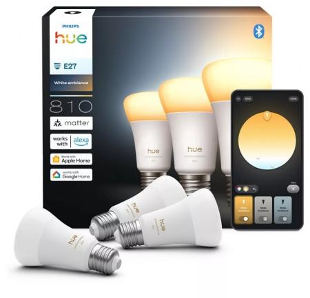 3er Philips Hue White Ambiance E27 Lampen 6W wie 60W - tubable white dimmbar