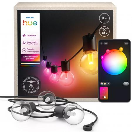 Philips  Hue Festavia Globe Outdoor Lichterkette für den Außenbereich, 14 m, IP65