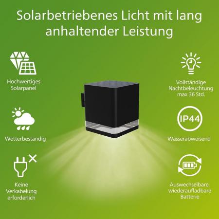 Philips Virona Solar-Wandleuchte für den Außenbereich