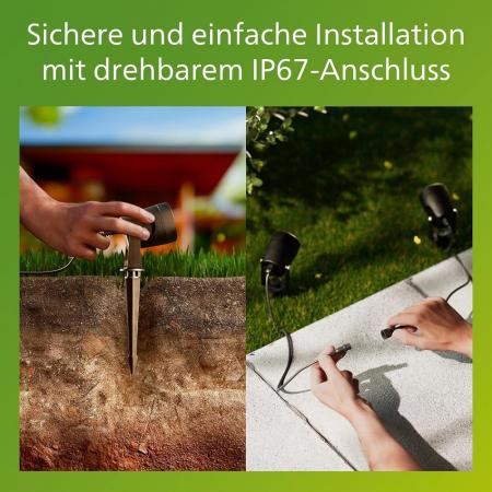 Philips GardenLink Niedervolt-Spot Reuel Erweiterung in Schwarz warmweißes Licht IP44